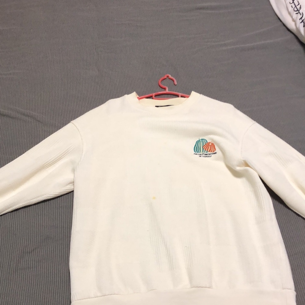 Men's white top long-sleeved T-shirt